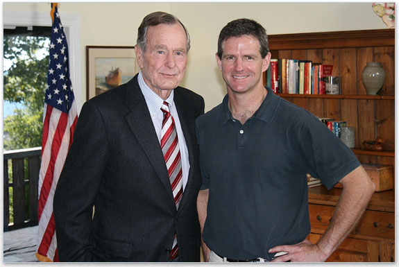 Tom Pakulski of Energy Films shooting with George Bush, Sr.